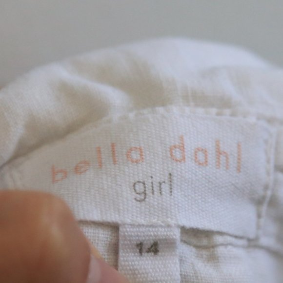 Bella Dahl Girl Linen Sleeveless Tie Waist Button Down White Shirt - Picture 3 of 6